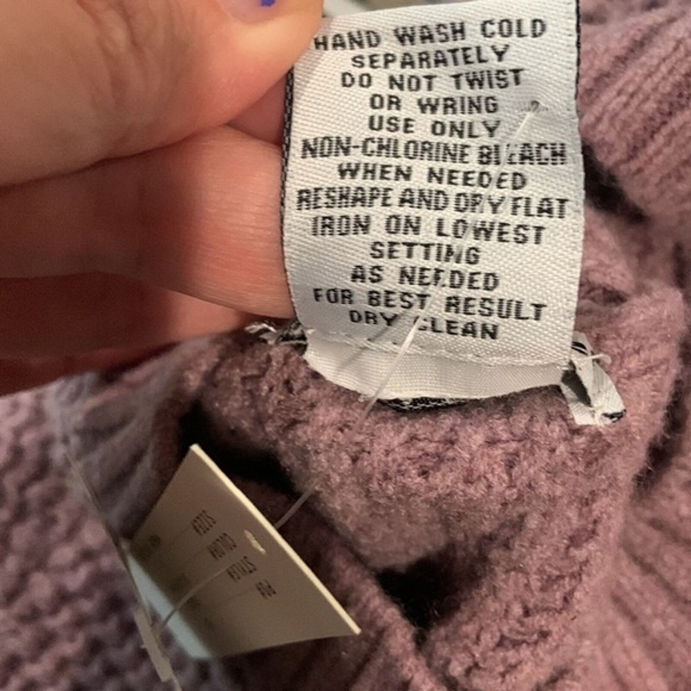 Sweet Romeo large waffle knit crew neck dark lavender sweater NWT - Picture 6 of 9